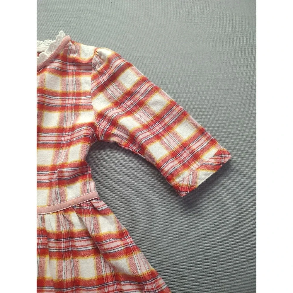 Baby Route 66 Flannel‎ Dress With Lace Ruffle Size 24 Mos